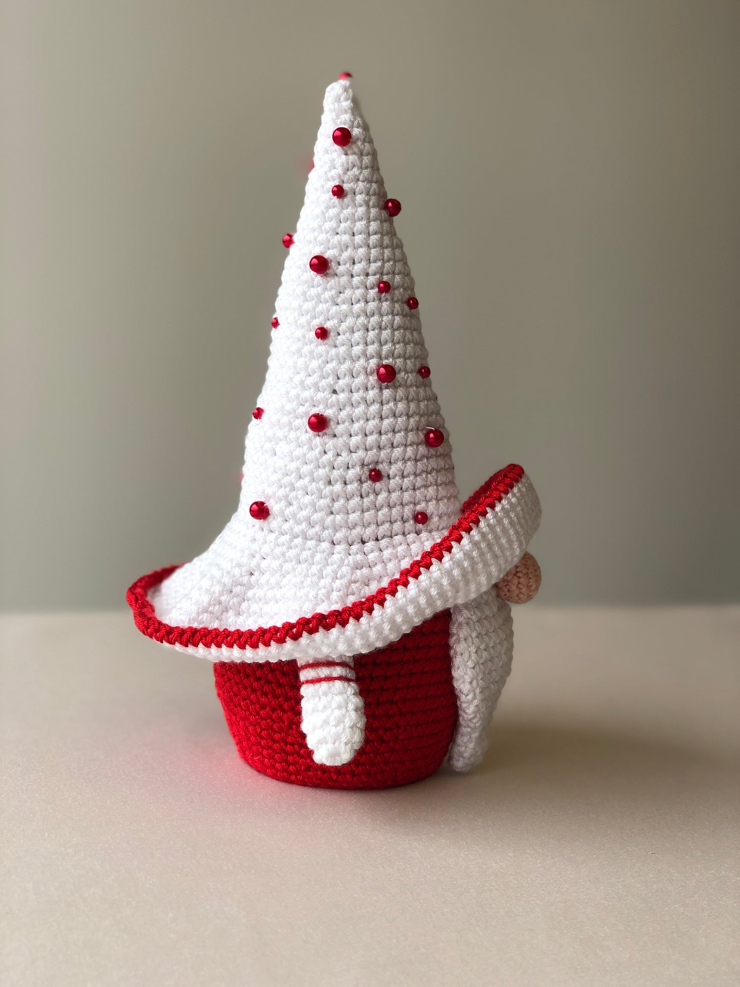 Crochet Red Gnome with beads