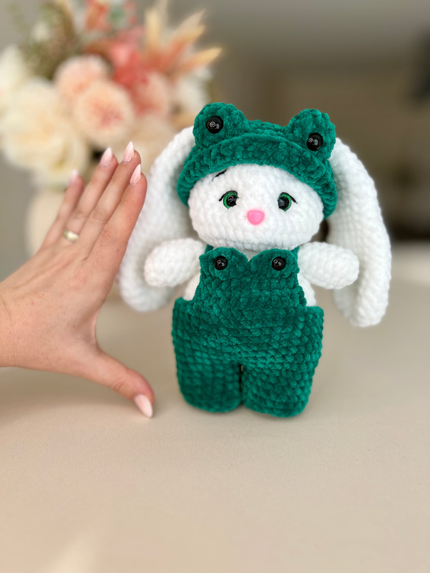 Crochet Bunny in a Frog Costume