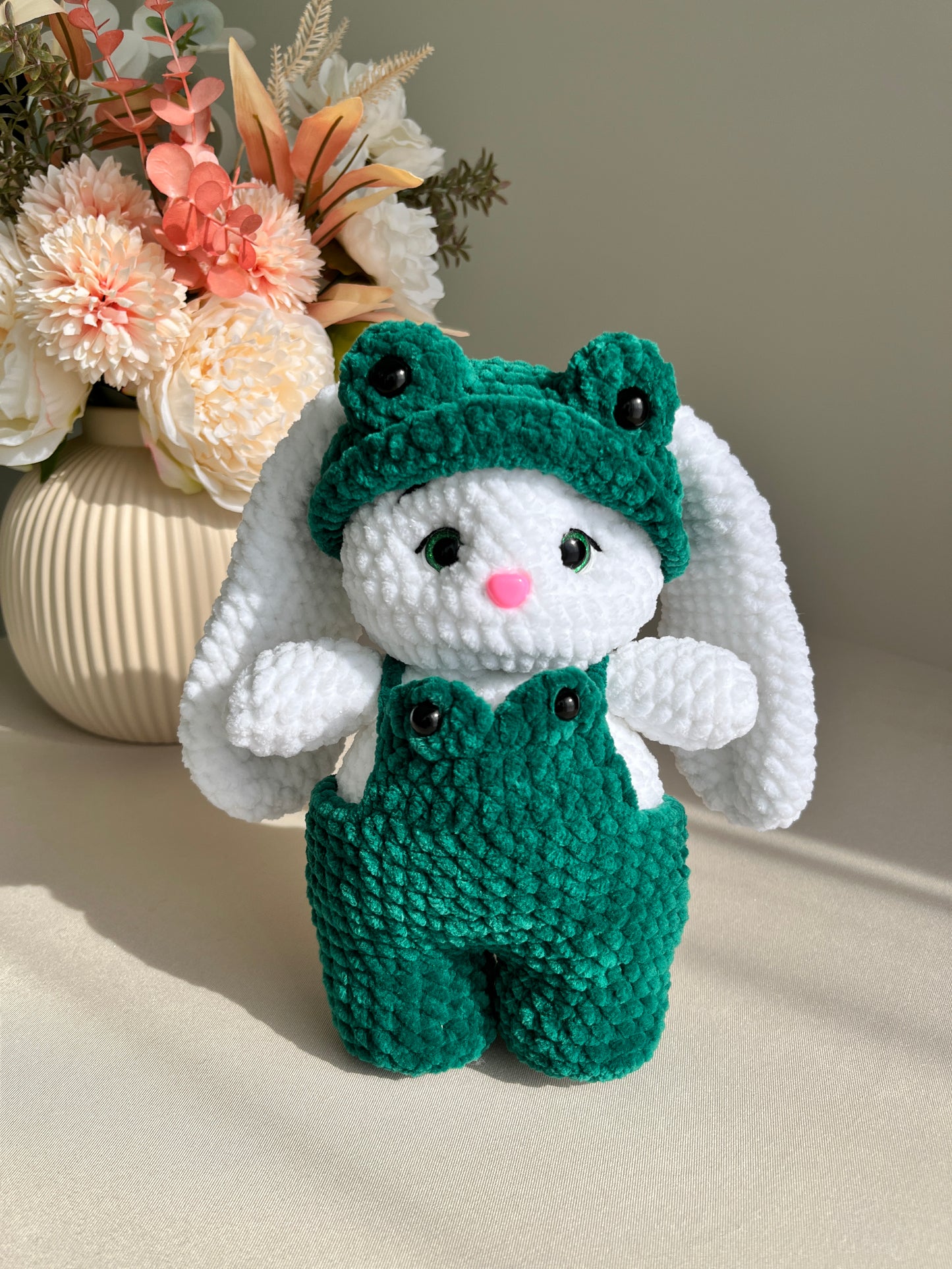 Crochet Bunny in a Frog Costume