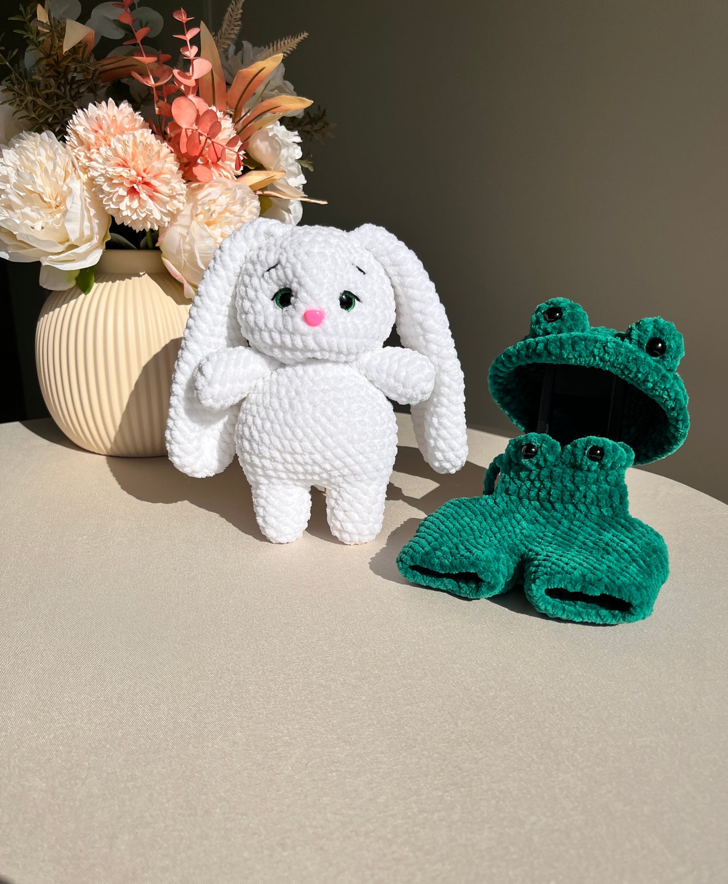 Crochet Bunny in a Frog Costume
