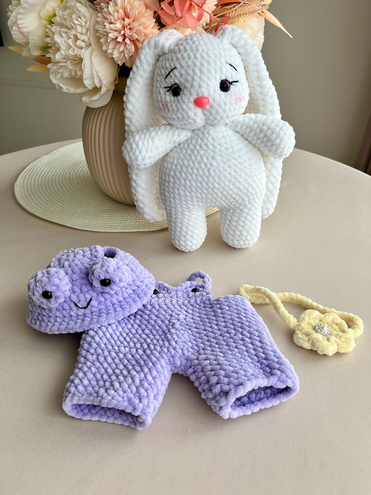 Crochet Bunny in Purple Costume