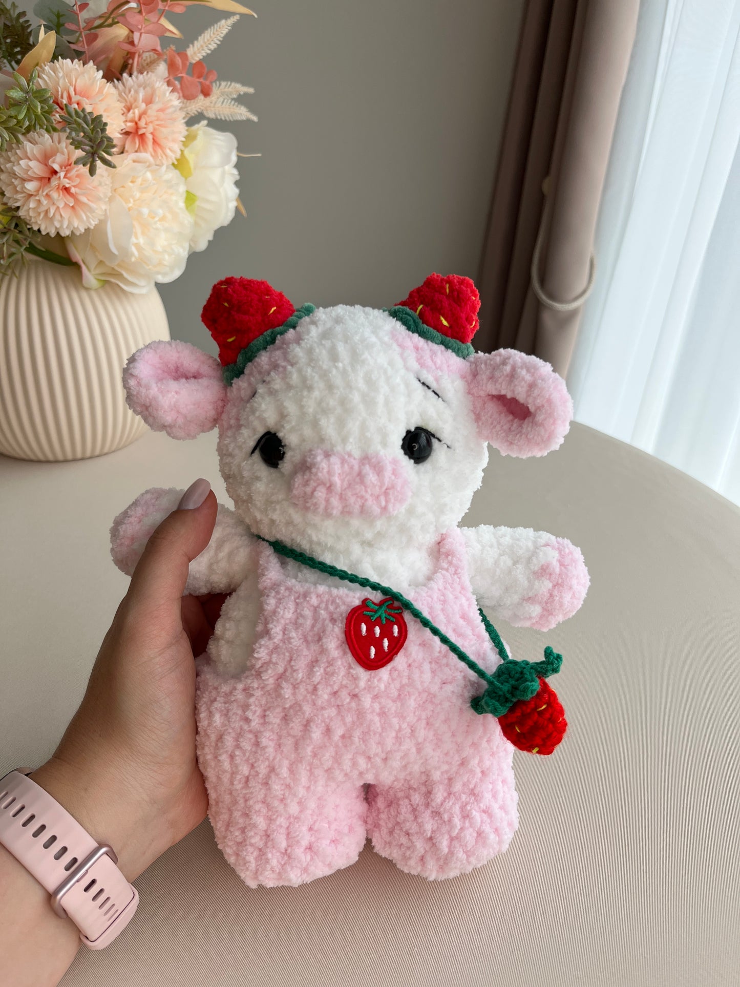Crochet Puffy Strawberry Cow