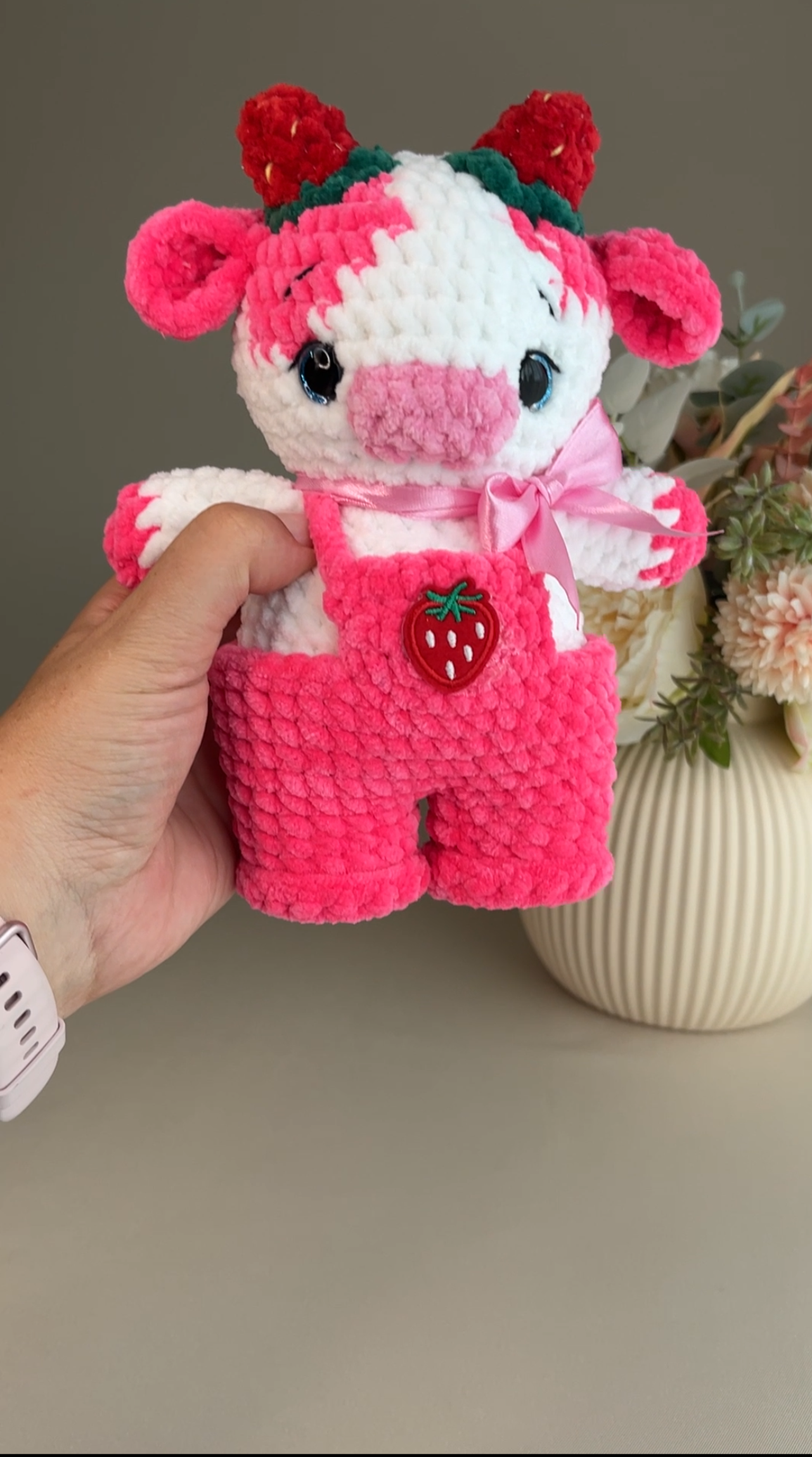 Crochet Strawberry Cow