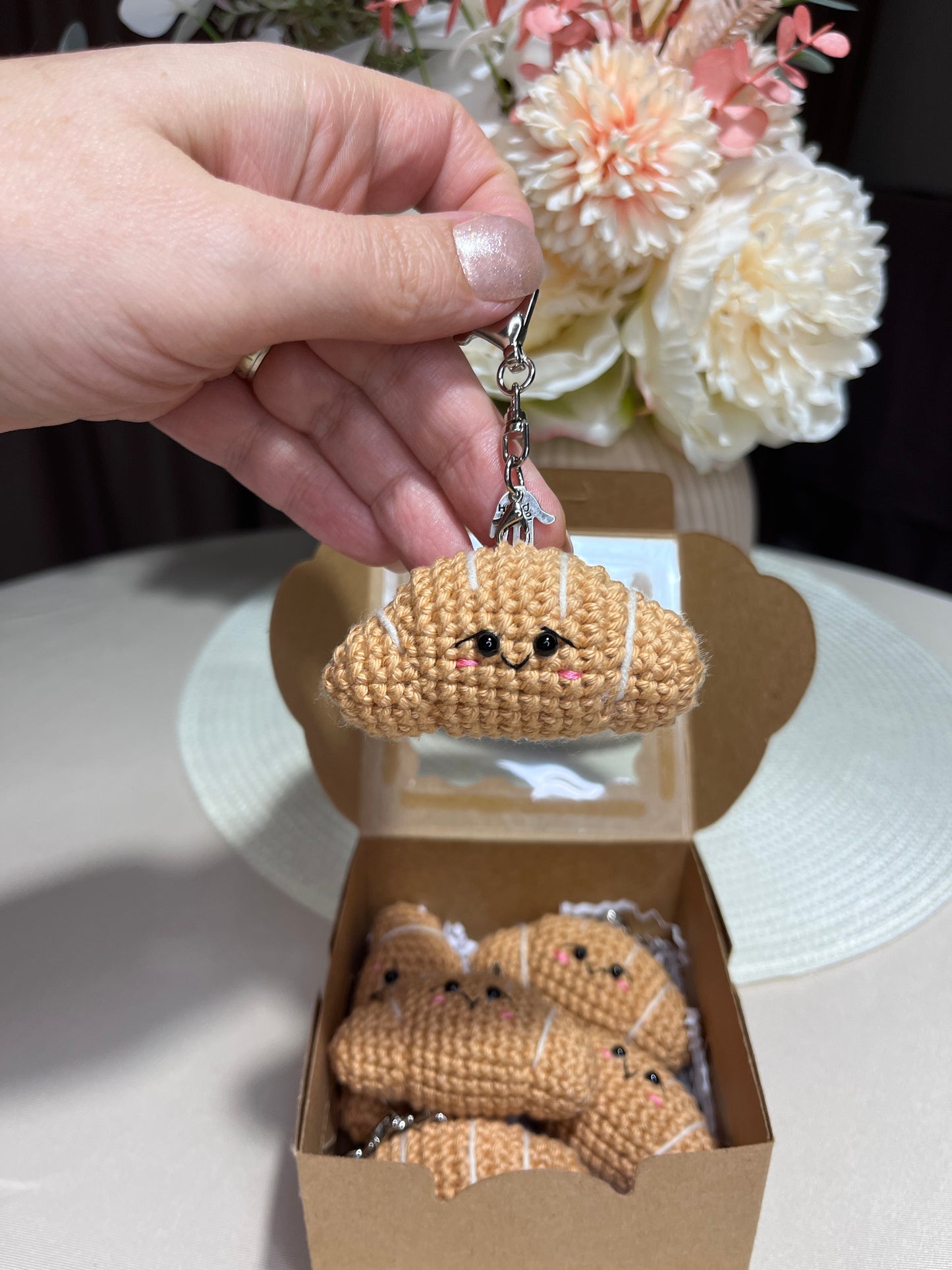 Crochet Croissant Keychain/Bag charm