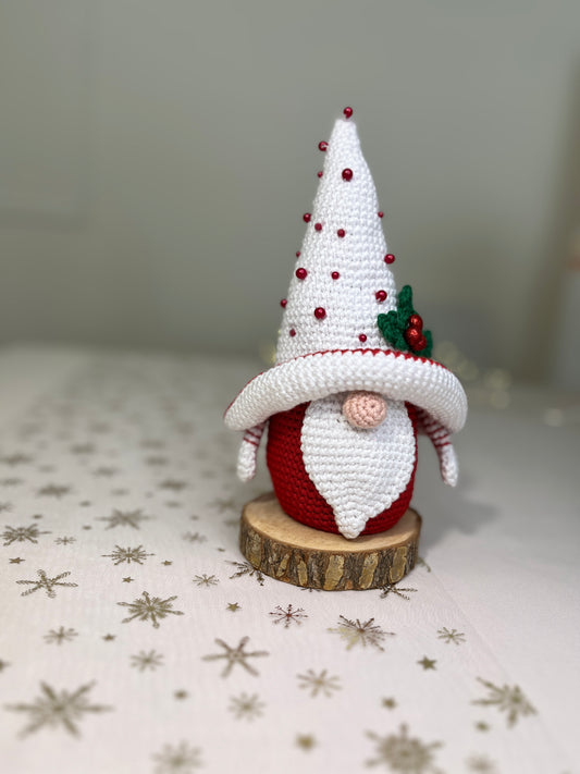 Crochet Red Gnome with beads