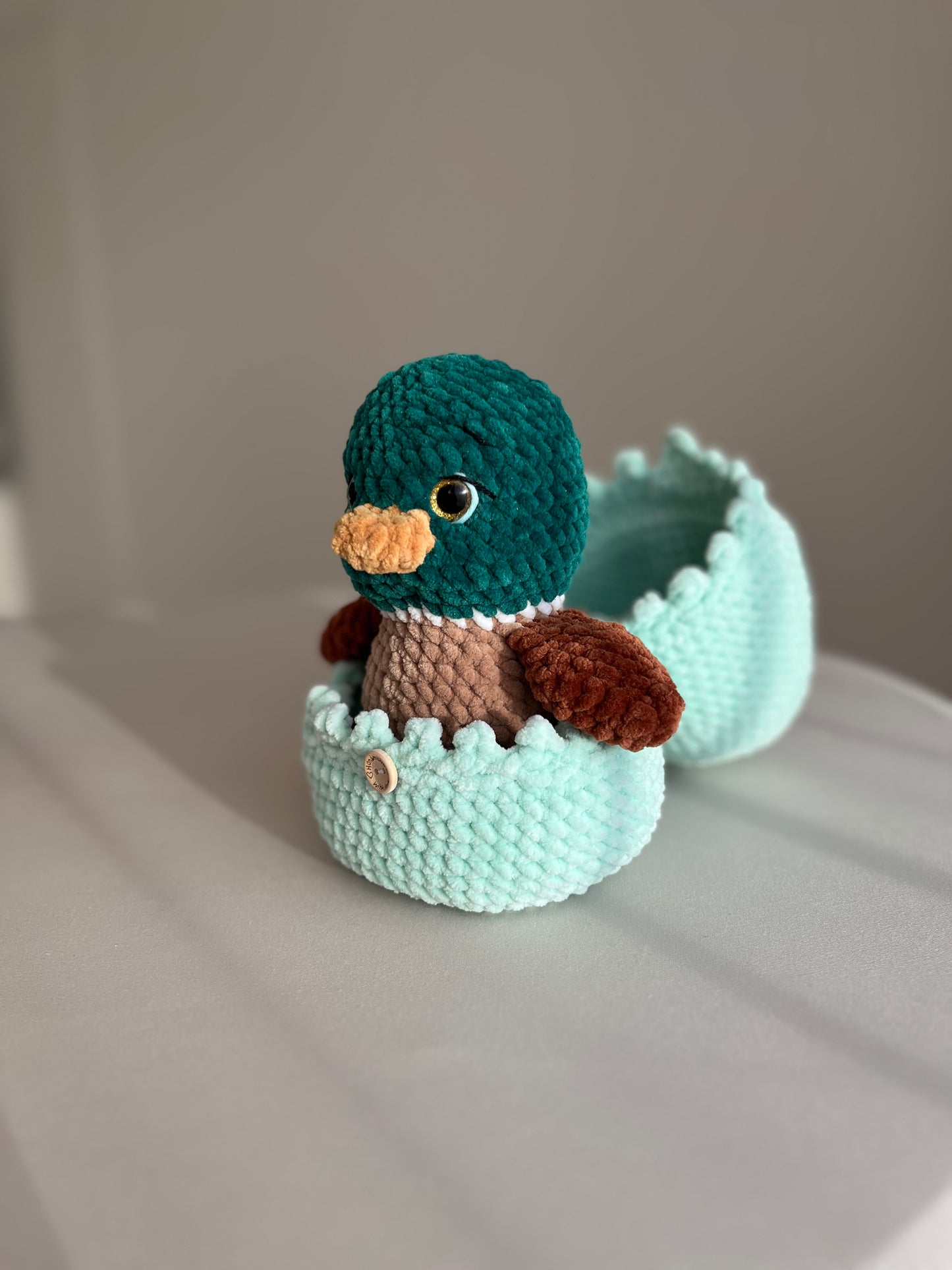Crochet Duck and its Cozy Shell