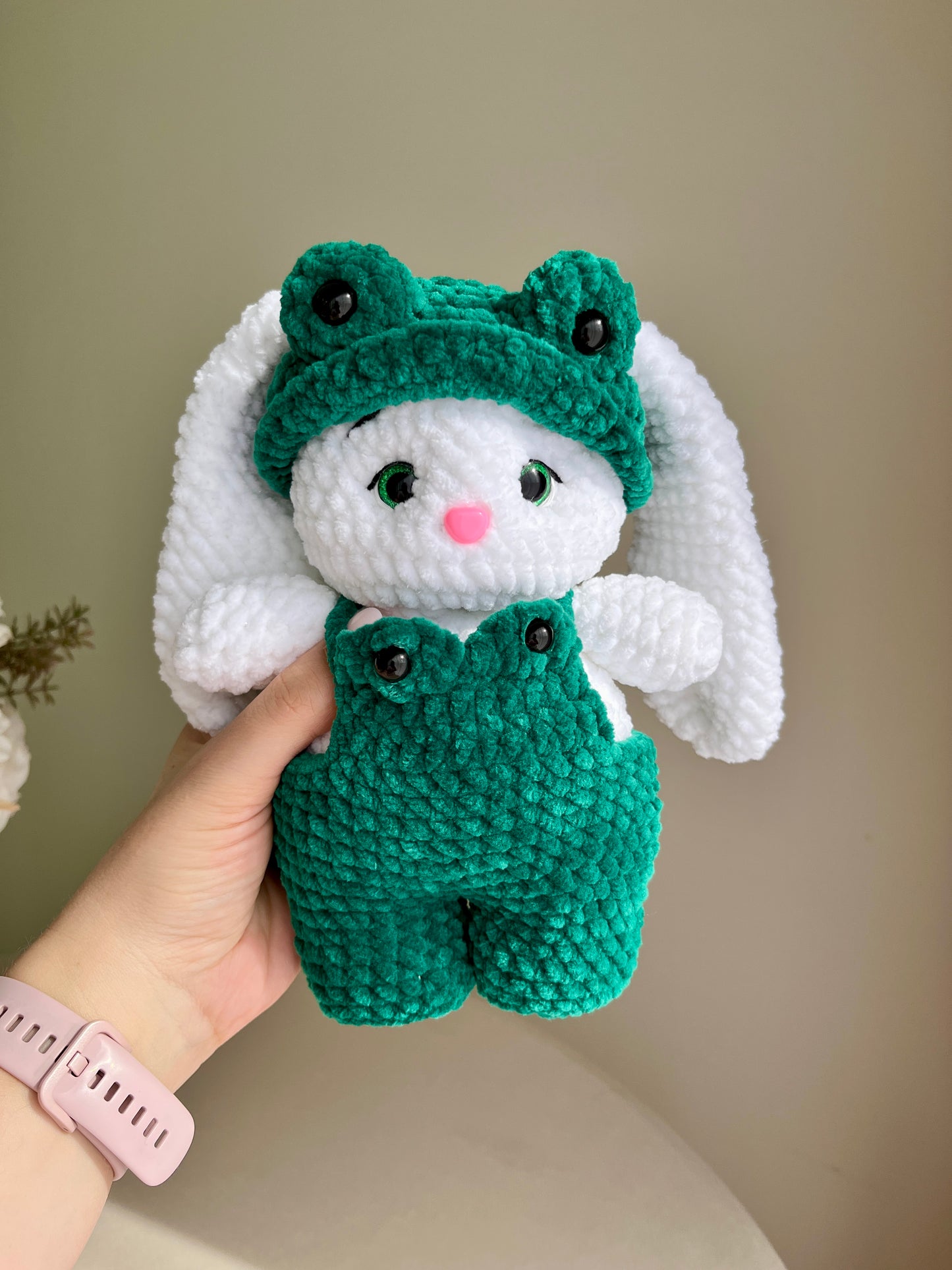 Crochet Bunny in a Frog Costume