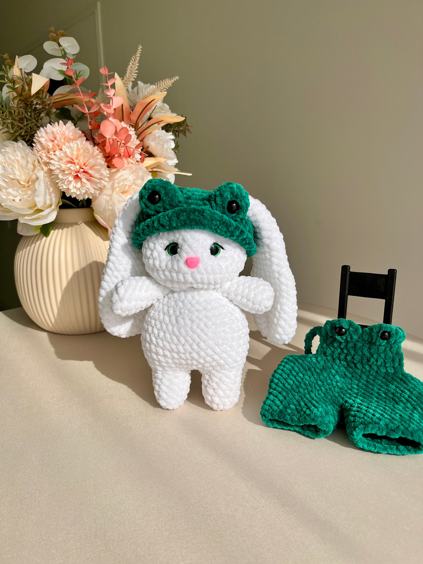 Crochet Bunny in a Frog Costume