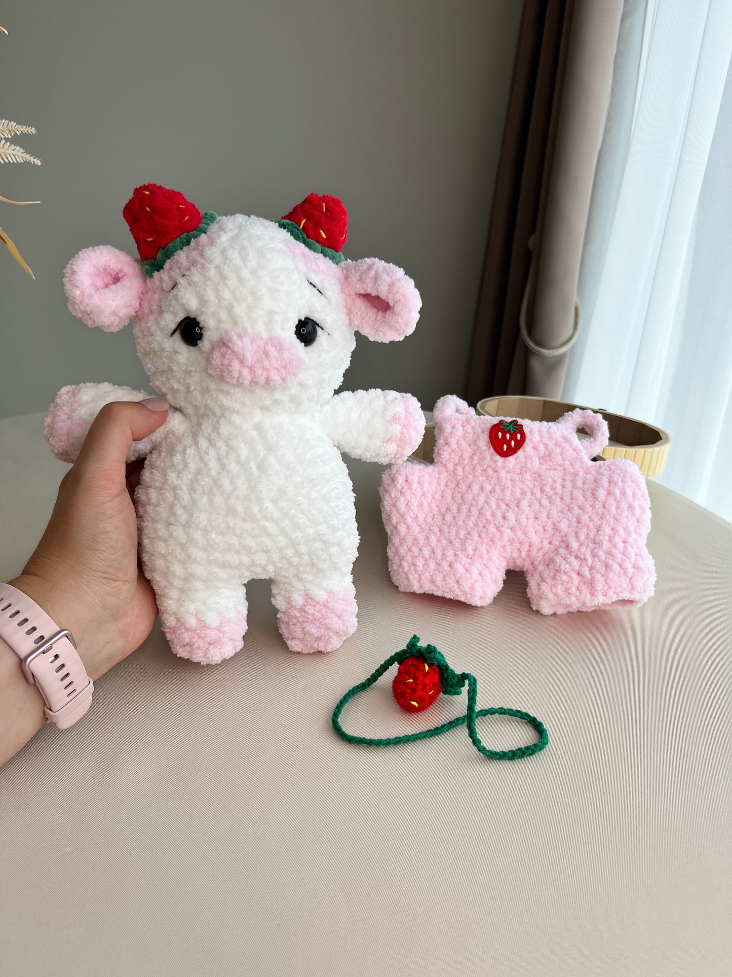 Crochet Puffy Strawberry Cow